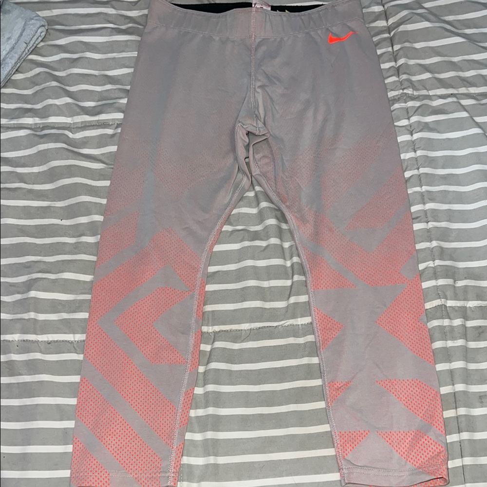Nike Women's Gray and Orange/Pink Leggings